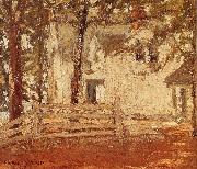 Grant Wood Grandmother-s house inhabit a forest painting